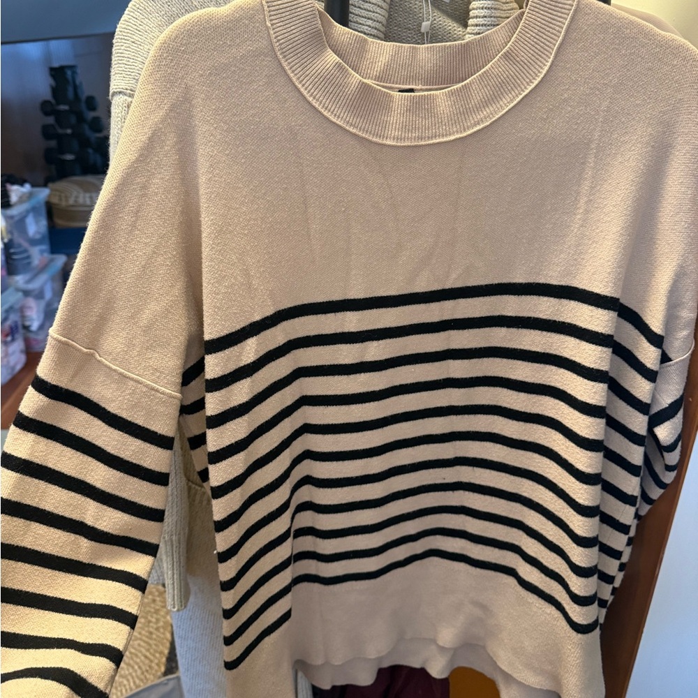 Striped Black and Cream Women's Sweater
